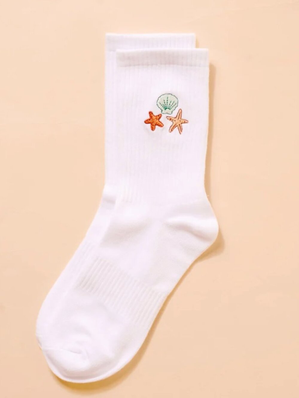Embroidered Crew Socks - Seashells - Picture 4 of 4